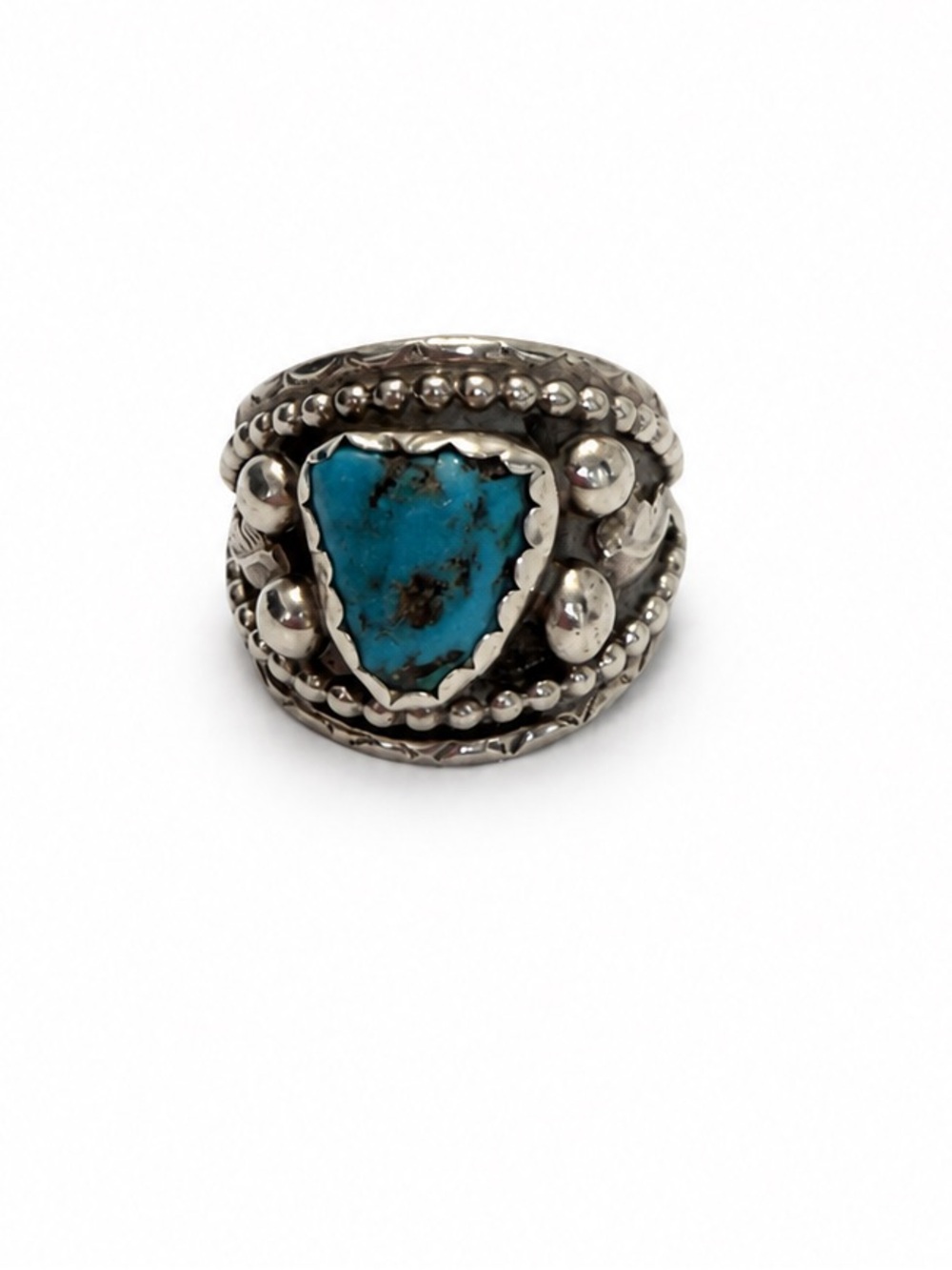 Vintage Sterling Silver Turquoise Ring Size 10 11g Signed Southwestern